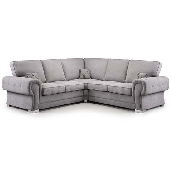 Virto Fullback Fabric Large Corner Sofa In Silver And Grey