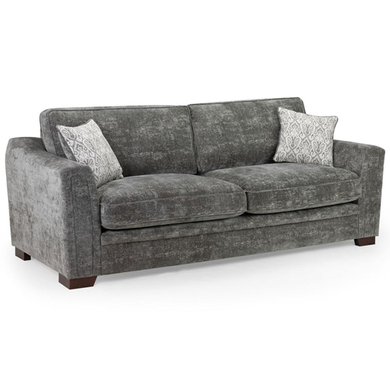 Accra Velvet 4 Seater Sofa In Grey With Solid Wood Frame