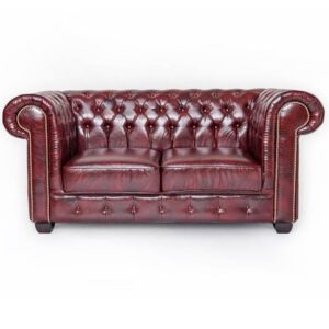 Caskey Bonded Leather 2 Seater Sofa In Oxblood Red