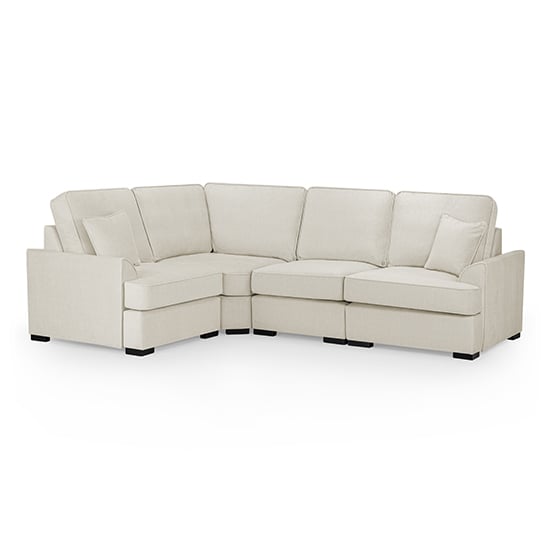 Frisco Fabric Left Hand Corner Sofa In Beige With Wooden Feets