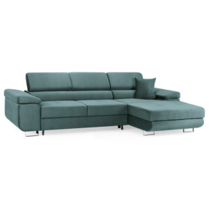 Torrez Plush Velvet Corner Sofa Bed Right Hand In Teal