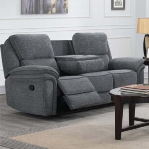 Brela Manual Recliner Fabric 3 Seater Sofa In Dark Grey