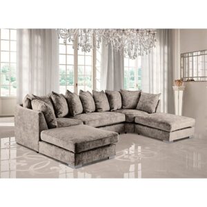 Boise U-Shape Chenille Fabric Corner Sofa In Champagne