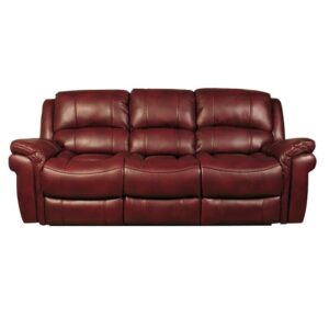 Claton Recliner 3 Seater Sofa In Burgundy Faux Leather