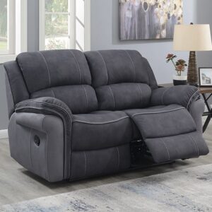 Kiel Manual Recliner Fabric 2 Seater Sofa In Fusion Charcoal