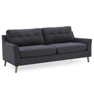 Olton Fabric 3 Seater Sofa With Wooden Legs In Charcoal