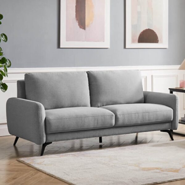 Beloit Fabric 3 Seater Sofa With Black Legs In Grey