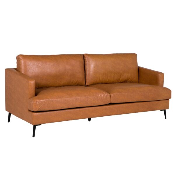 Jamaica Leather 3 Seater Sofa With Black Legs In Tan