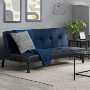 Aurorae Velvet Fabric Sofa Bed In Midnight Blue