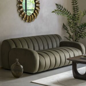 Caen Fabric 3 Seater Sofa In Moss Green