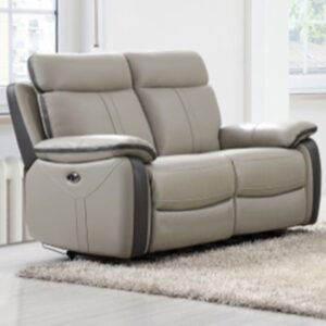 Caguas Electric Leather 2 Seater Sofa In Dual Tone Light Grey