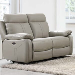 Caguas Electric Leather 2 Seater Sofa In Light Grey