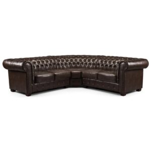 Caskey Bonded Leather Corner Sofa In Antique Brown