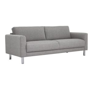 Clesto Fabric 3 Seater Sofa With Grey Legs In Nova Light Grey