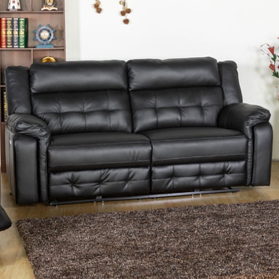 Essen Electric Leather Recliner 3 Seater Sofa In Black