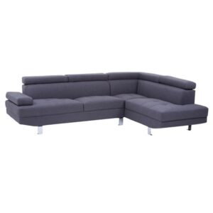 Hannover Fabric Upholstered Corner Sofa In Dark Grey