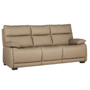 Laramie Leather 3 Seater Sofa With Oak Legs In Latte