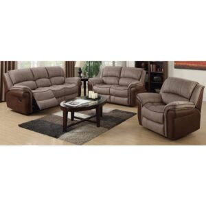 Lerna Fusion 3 Seater Sofa And 2 Armchair Suite In Taupe And Tan