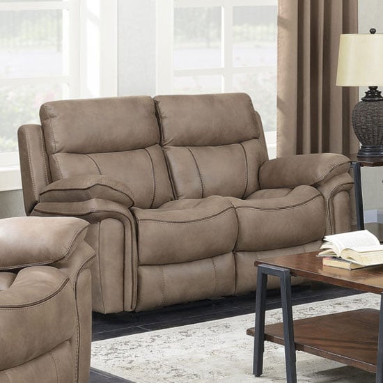 Richmond Fabric 2 Seater Recliner Sofa In Sahara