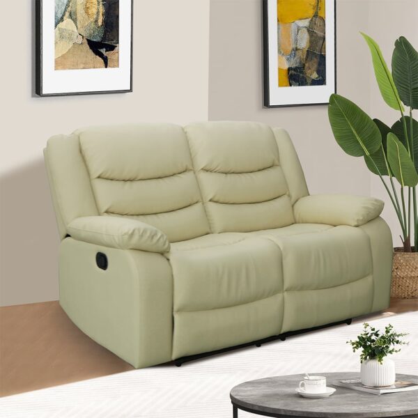 Sorreno Bonded Leather Recliner 2 Seater Sofa In Ivory