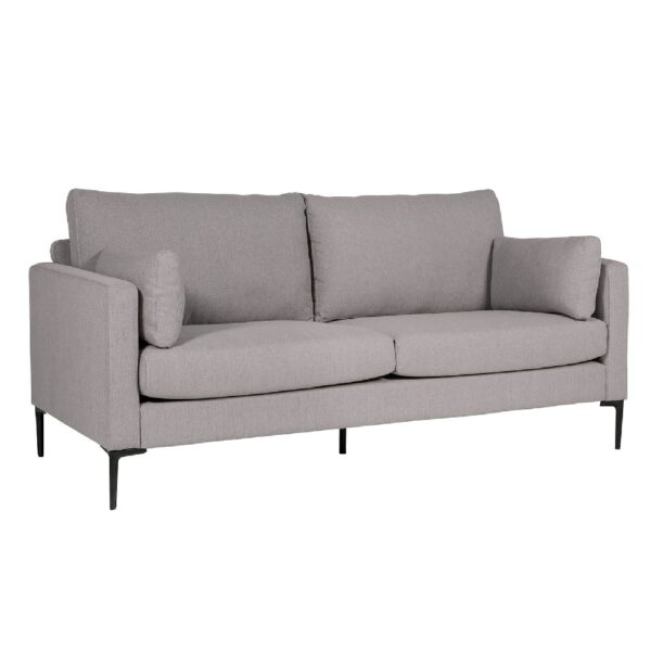 Waleska Fabric 3 Seater Sofa With Black Legs In Greige