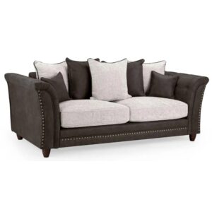 Bellvue Faux Leather 3 Seater Sofa In Grey