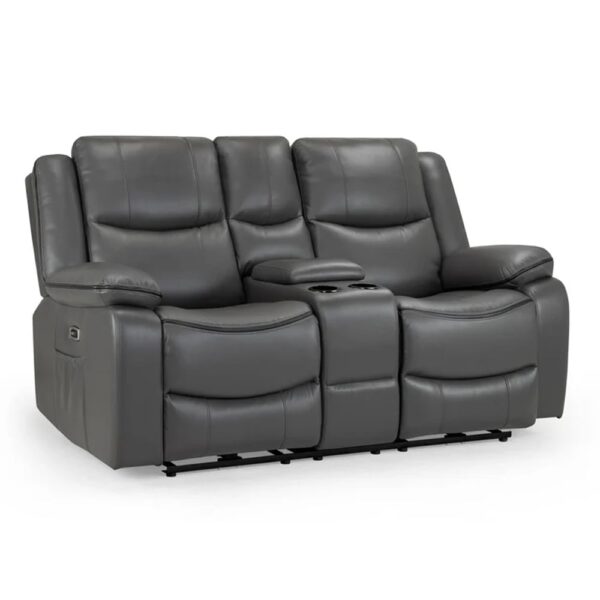 Harris Faux Leather Electric Recliner 2 Seater Sofa In Grey