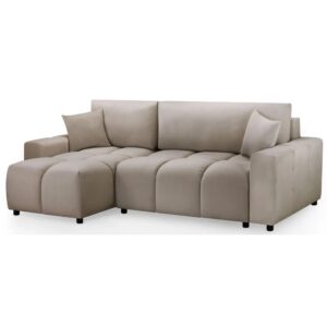 Lufkin Fabric Left Hand Corner Sofa Bed In Mocha