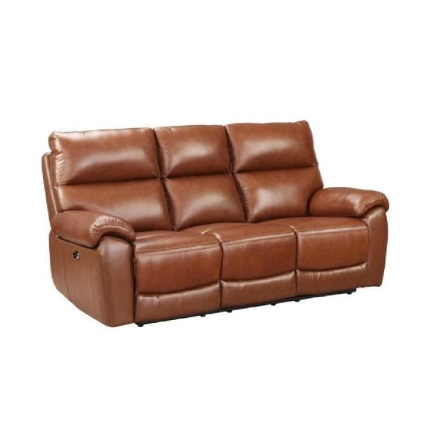 Radford Leather Electric Recliner 3 Seater Sofa In Saddle