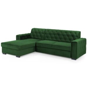 Renton Fabric Left Hand Corner Sofa Bed In Green