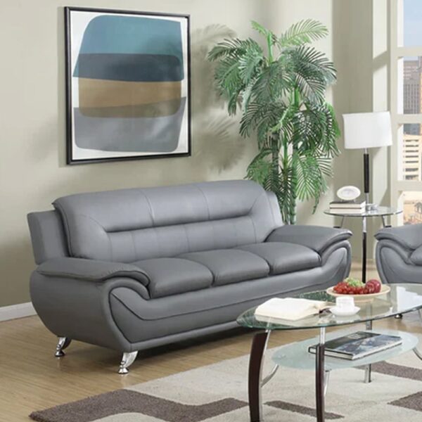 Loveland Faux Leather 3 Seater Sofa Grey